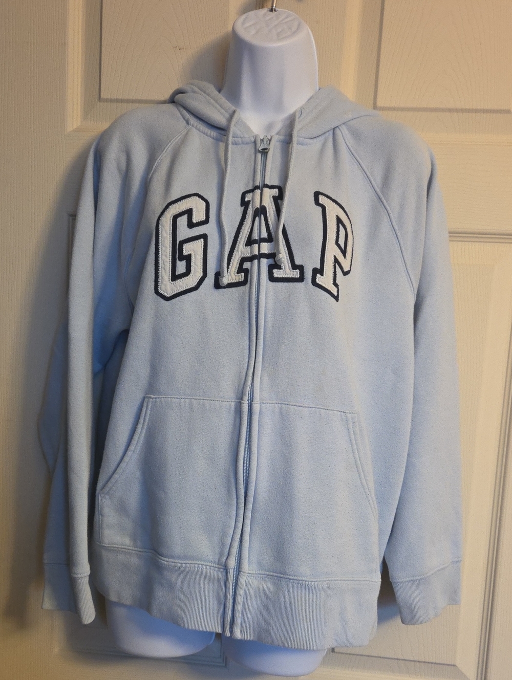 GAP Light Blue Zip-Up Heritage Hoodie Size Large
